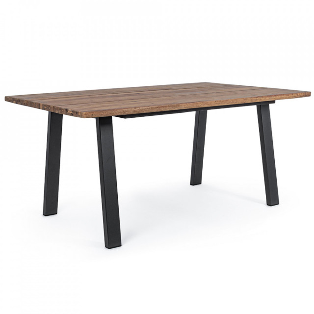 Masa dining exterior maro/neagra din lemn si aluminiu 90x160 cm Oslo Bizzotto