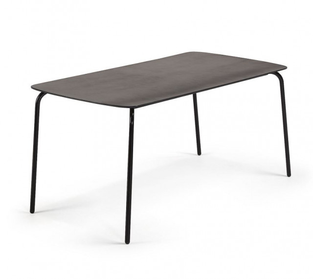 Masa dining pentru exterior neagra din policiment 80x160 cm Thyra Kave Home