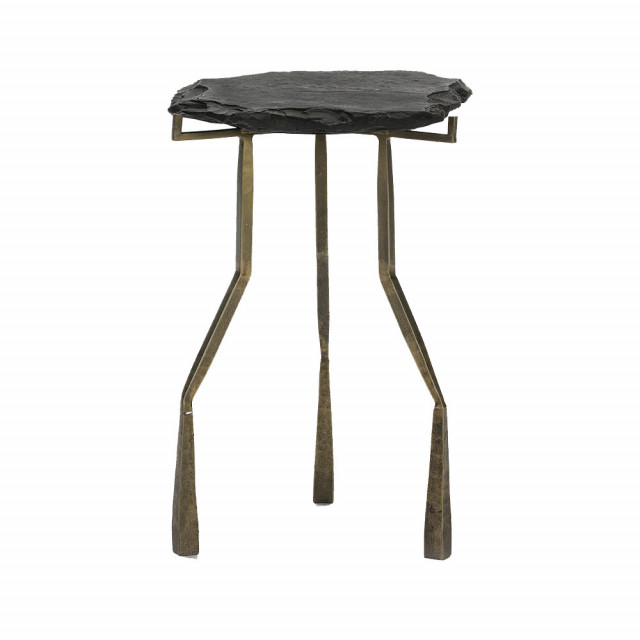 Masa laterala aurie/neagra din piatra si metal 46x49 cm Avoka Thai Natura