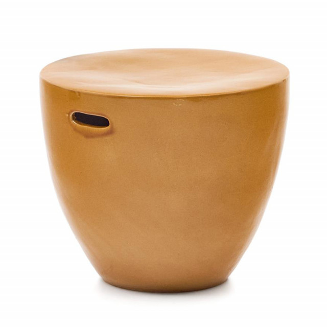 Masa laterala exterior galben mustar din ceramica 46 cm Mesquida Kave Home