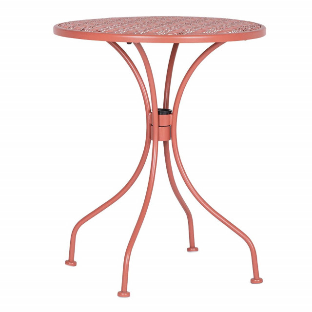 Masa laterala exterior rosie din otel 60 cm Lizette Bizzotto