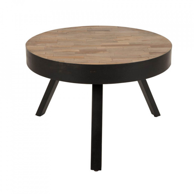 Masa laterala maro din lemn tec si otel 58 cm Suri The Home Collection