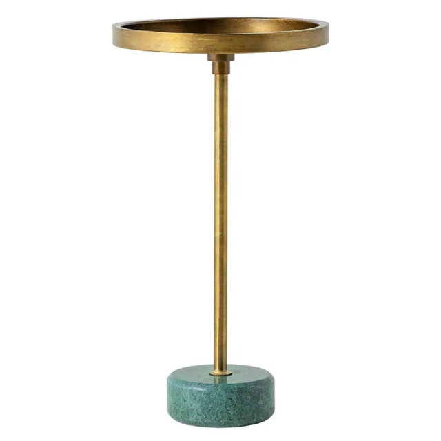 Masa laterala verde/aurie din metal 30 cm Trayful The Home Collection