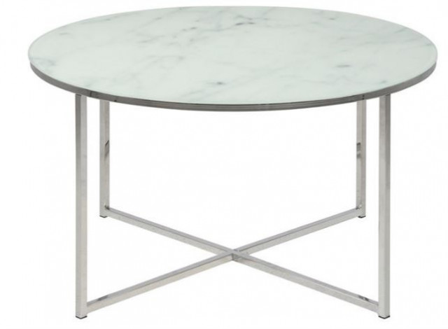 Masuta argintie/alba din metal si sticla pentru cafea 80 cm Alisma Actona Company