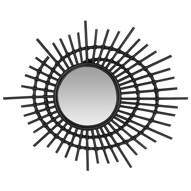 Oglinda decorativa neagra din ratan 75 cm Eye Versmissen