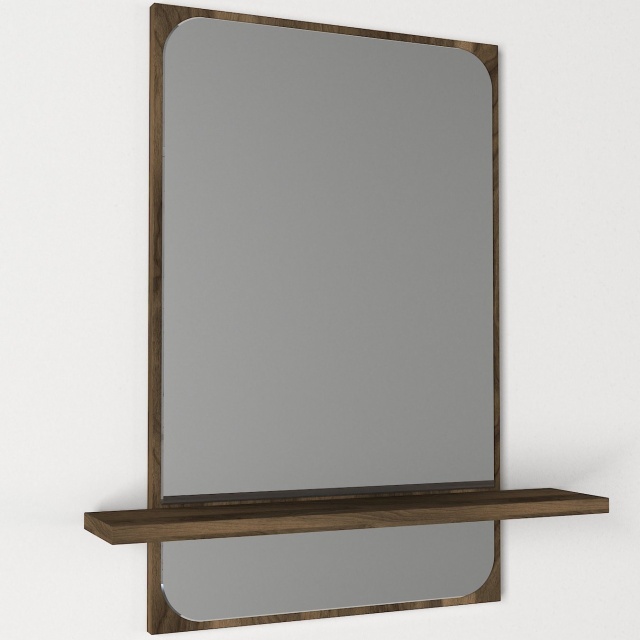 Oglinda dreptunghiulara maro cu raft din lemn 45x70 cm Ekol The Home Collection