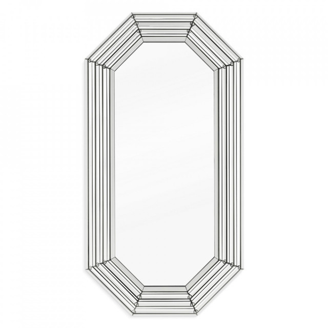 Oglinda octagonala argintie din MDF si sticla 98x188 cm Parade Eichholtz