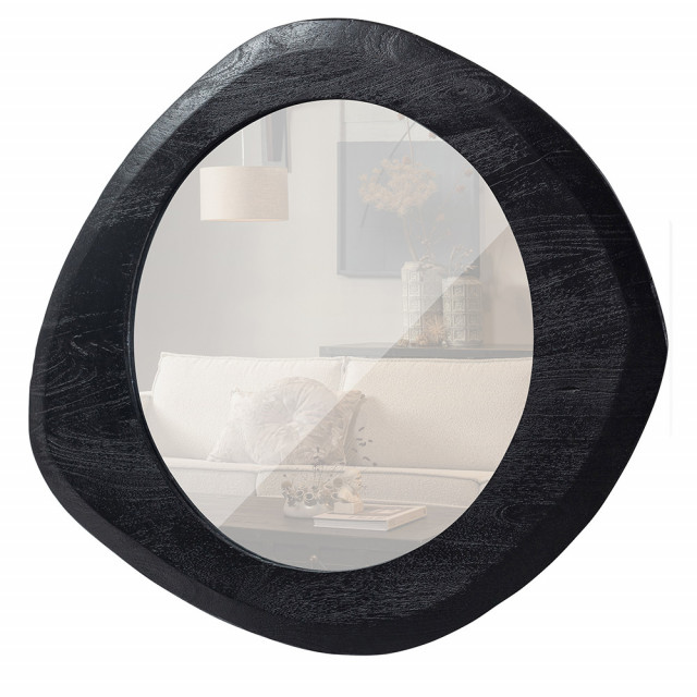 Oglinda ovala neagra din lemn 60x70 cm Enclose BePureHome