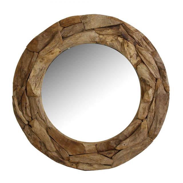 Oglinda rotunda maro din lemn 100 cm Tsumeb Vical Home