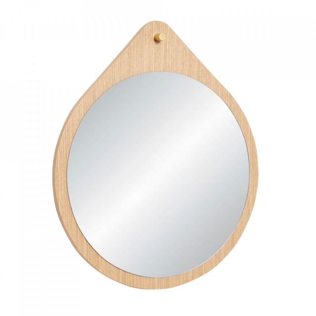 Oglinda rotunda maro din lemn de stejar 64 cm Lisa Hubsch
