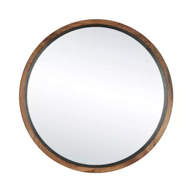 Oglinda rotunda maro/neagra din lemn de salcam 50 cm Gramm Pomax