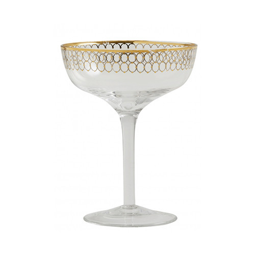 Pahar transparent/auriu din sticla pentru cocktail 12x15 cm Circle Nordal