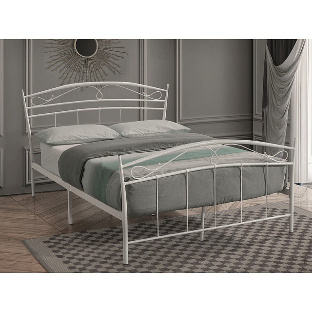 Pat alb din metal 120x200 cm Siena The Home Collection