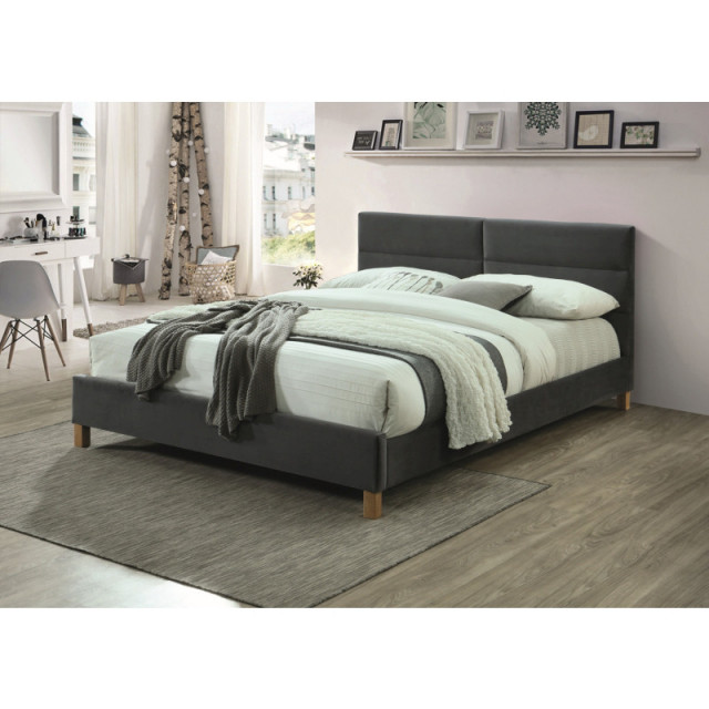 Pat gri din textil 160x200 cm Sierra The Home Collection