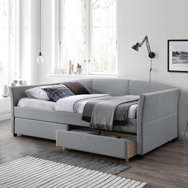 Pat gri din textil 90x200 cm Lanta Sofa The Home Collection