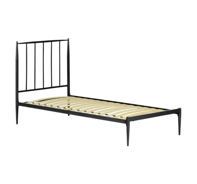 Pat negru din metal si lemn 98x201 cm Natacha Kave Home