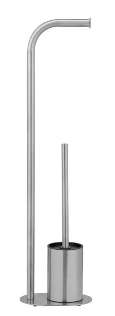 Perie toaleta cu suport hartie igienica argintiu din metal Levante Satin Wenko