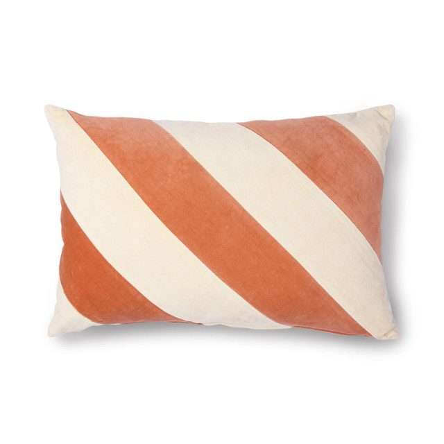 Perna decorativa dreptunghiulara roz/crem din catifea si bumbac 40x60 cm Peach HKliving