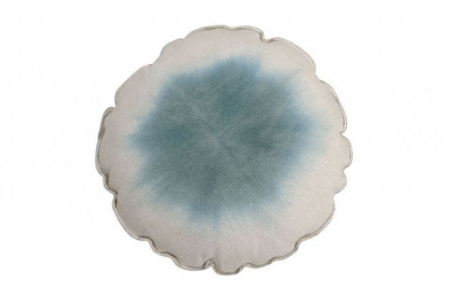 Perna decorativa rotunda albastra din bumbac 40 cm Tie Dye Vintage Blue Lorena Canals