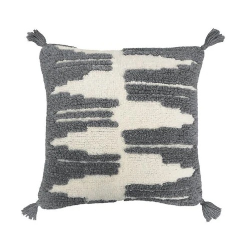 Perna patrata gri carbune/crem din fibre naturale 48x48 cm Zagros Lorena Canals