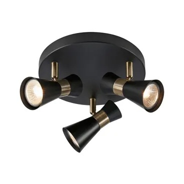 Plafoniera neagra/maro alama din metal cu 3 becuri Folie Markslojd