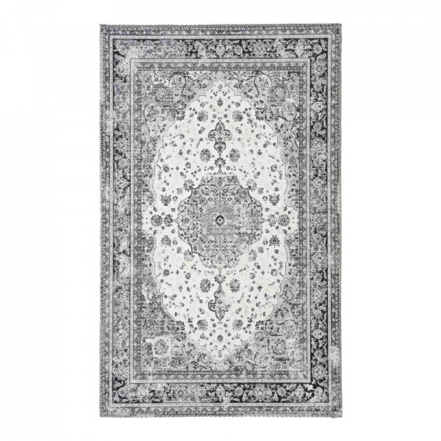Pres pentru intrare dreptunghiular alb/negru din poliester 50x80 cm Havana Chenille House Nordic