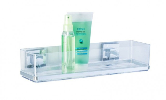 Raft pentru baie argintiu/transparent din plastic 39 cm Vacuum-Loc Quadro Maxi Wenko