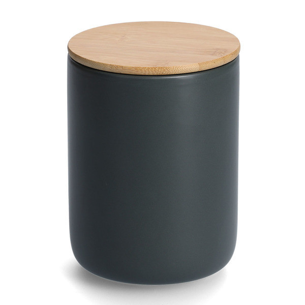 Recipient cu capac gri/maro din ceramica si lemn 1,5 L Anthracite XL Jar Zeller