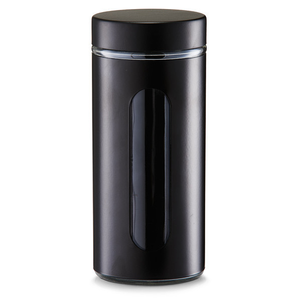 Recipient cu capac negru din sticla si metal 1,2 L Storaje Jar Black Maxi Zeller
