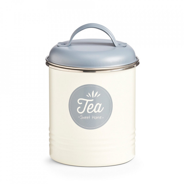 Recipient pentru ceaiuri cu capac crem/gri din metal 11x17 cm Sweet Tea Zeller