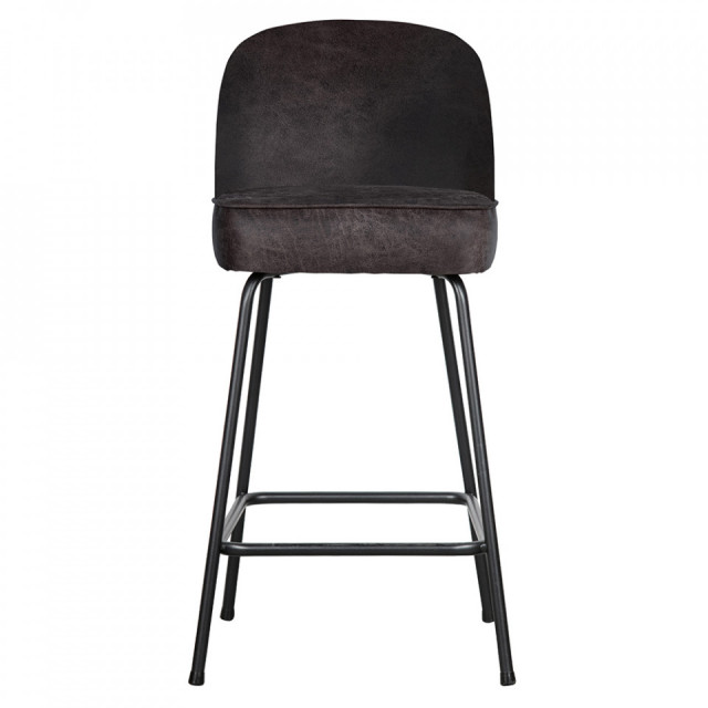 Scaun bar negru din piele Vogue Low Woood