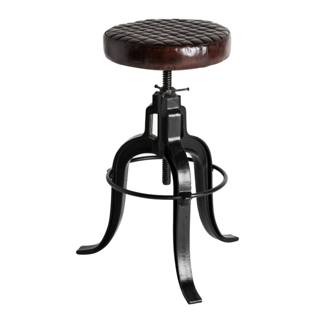 Scaun bar rotativ negru/maro din piele Ripley Vical Home