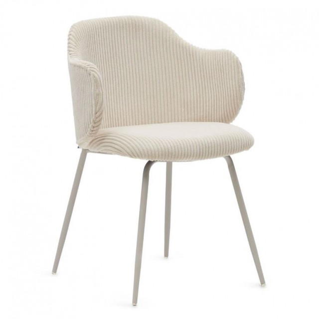 Scaun dining alb din textil Yunia Kave Home