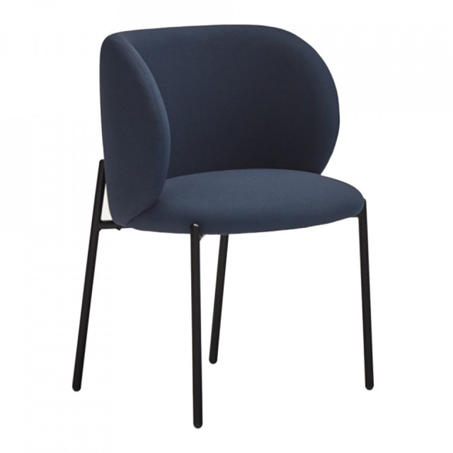 Scaun dining albastru navy/negru din textil Mogi Teulat