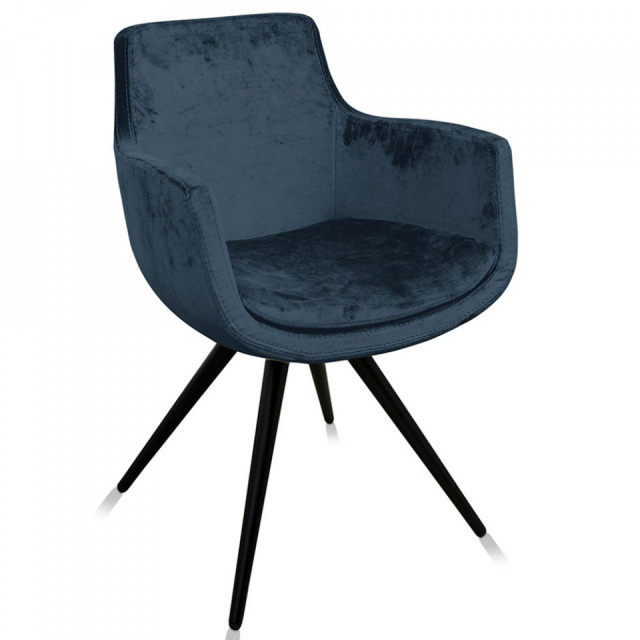 Scaun dining albastru nocturn din bumbac Hoxton Versmissen