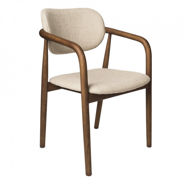 Scaun dining bej/maro din textil Henry Pols Potten