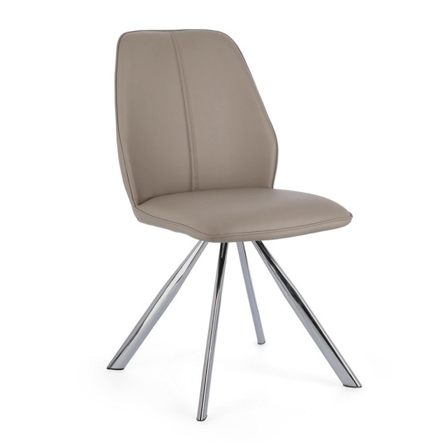 Scaun dining grej/argintiu din piele ecologica Maxwell Bizzotto