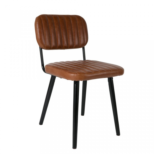 Scaun dining maro din piele ecologica Jake Worn Brown The Home Collection