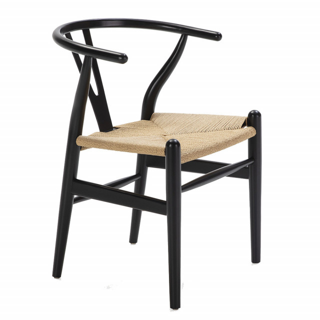 Scaun dining negru/maro din lemn Idalia Thai Natura