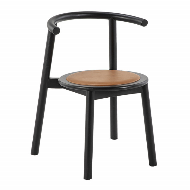 Scaun dining negru/maro din piele ecologica Nole Thai Natura