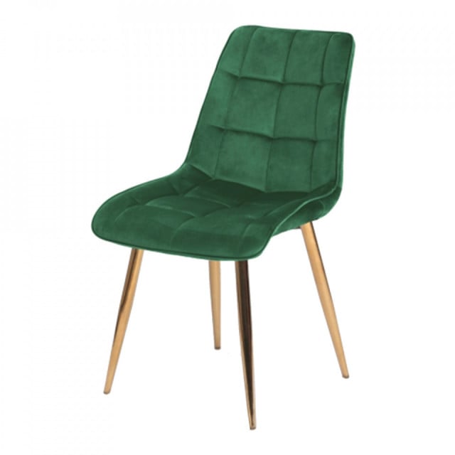Scaun dining verde/auriu din catifea Chic The Home Collection