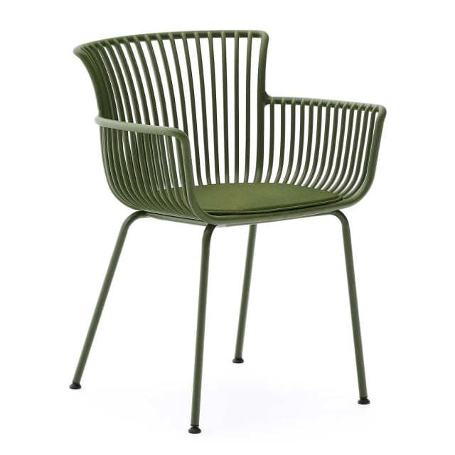 Scaun exterior dining verde din metal Surpika Kave Home