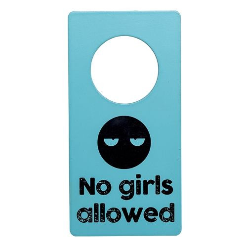 Semn pentru usa albastru din MDF No Girls Bloomingville Mini