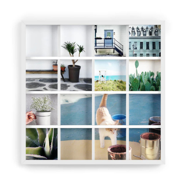 Set 16 rame foto albe din lemn 44x44 cm Gridart Umbra