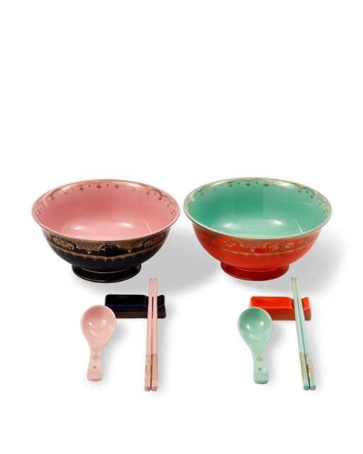 Set 2 boluri ramen si accesorii multicolore din ceramica Grandpa Asian Pols Potten