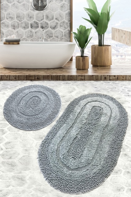 Set 2 covorase de baie gri din bumbac 60x100 cm Macoroni The Home Collection