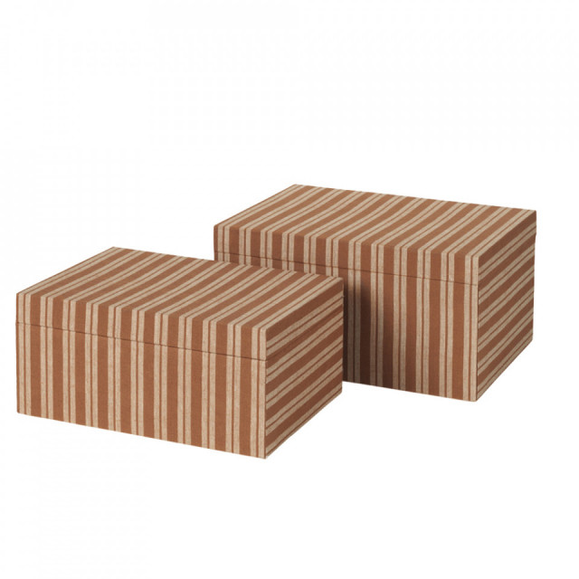 Set 2 cutii cu capac crem/portocalii din carton Cleo Broste Copenhagen