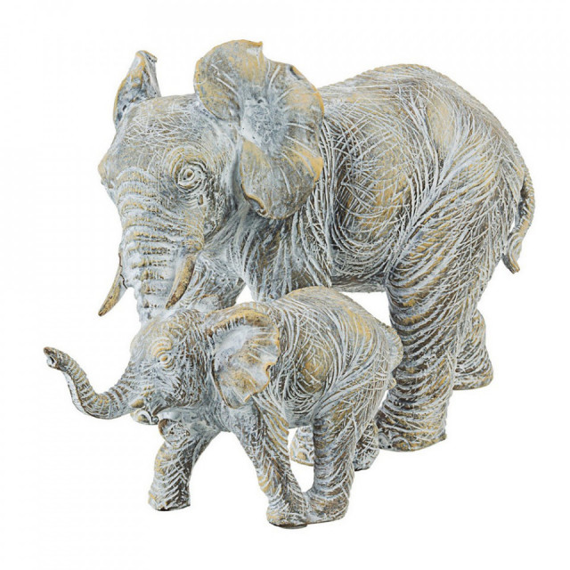 Set 2 decoratiuni gri din polirasina Yoma Elephant Bizzotto