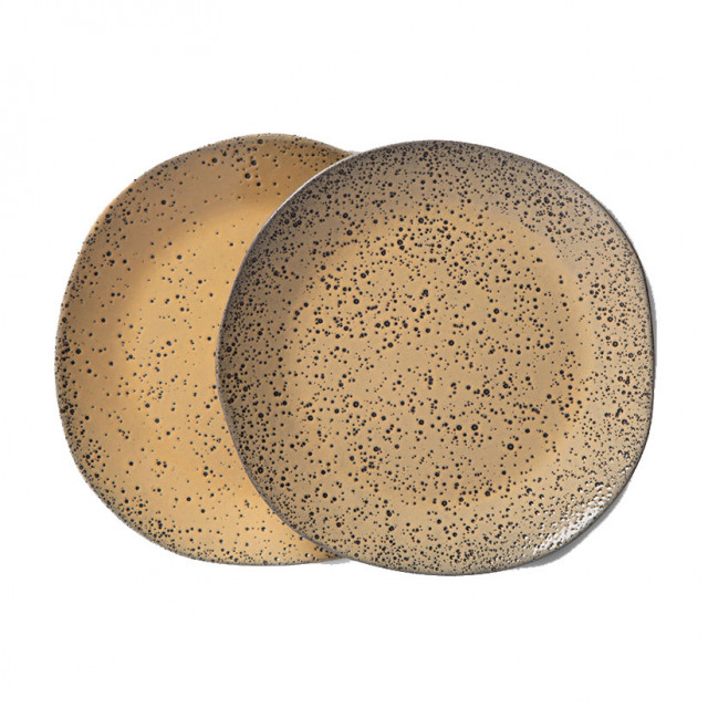 Set 2 farfurii pentru desert roz piersica din ceramica 16 cm 70s HKliving