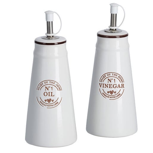 Set 2 oliviere si otet albe din ceramica 260 ml Think Zeller